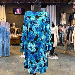 Calvin Klein Green Black Asymmetrical A-Line Dress